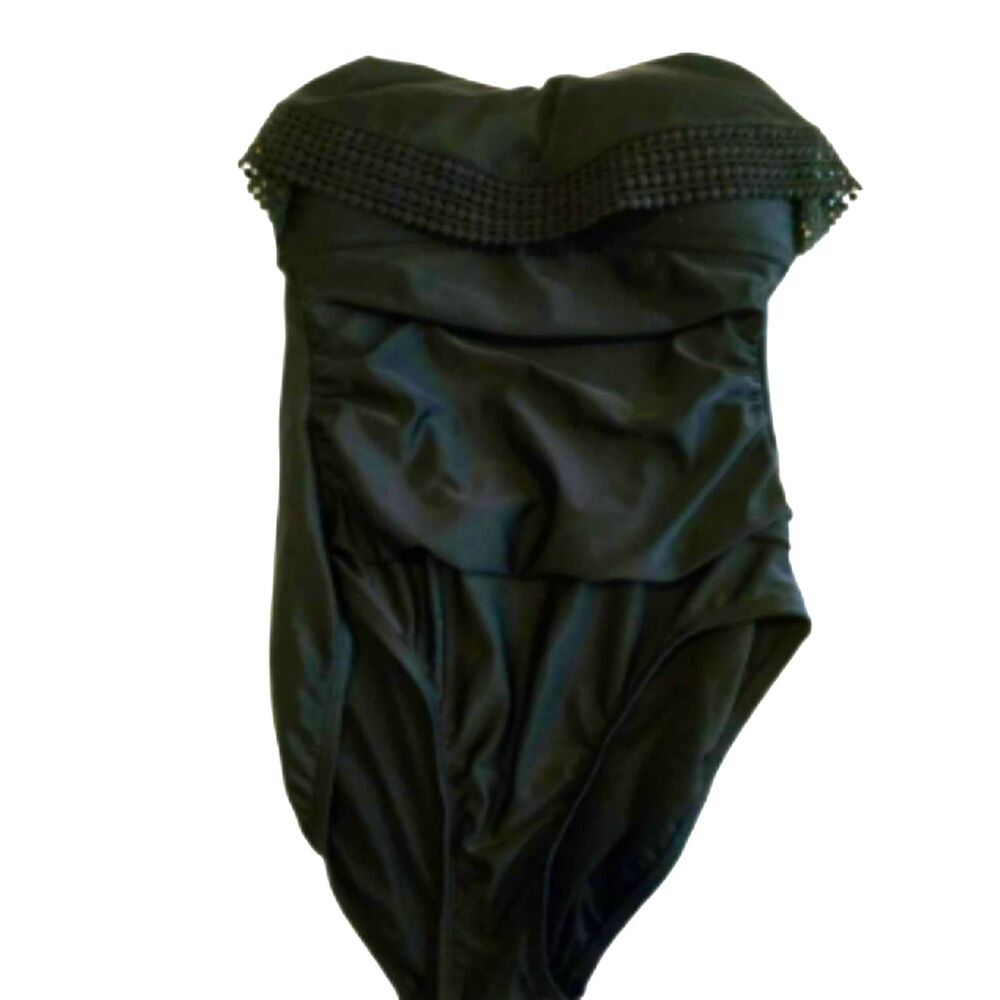 Kona Sol High Coverage One Piece Bathing Suit Black Size Small NWT